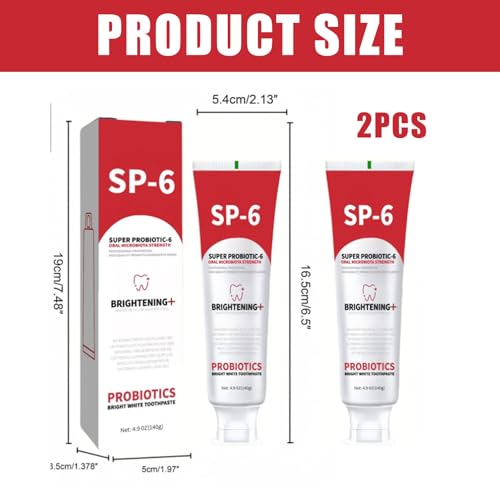 2pcs SP6 Probiotische Whitening Zahnpasta, 140g SP6 Zahnpasta, Zahnaufhellung Und Frischen Atem, 6 Probiotika-Formel Für Gesundes Zahnfleisch, Für Empfindliche Zähne – Bild 3