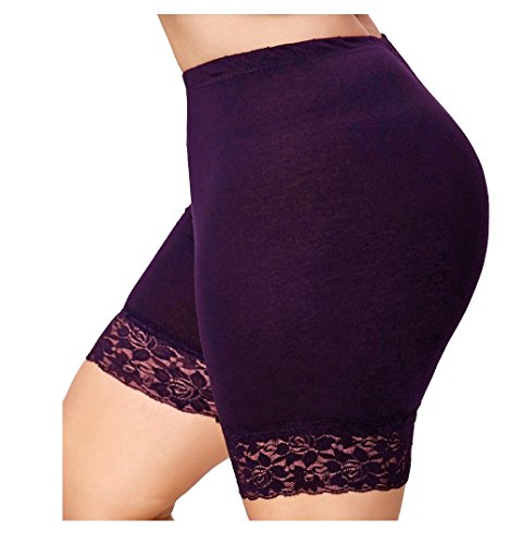 Femme Shorts de sécurité Grande TailleXL-5XL,Covermason Femmes en Dentelle à Volants Jupes Jupe Courte sous Sécurité des Shorts sous-vêtements Pantalons (Violet, 2XL)