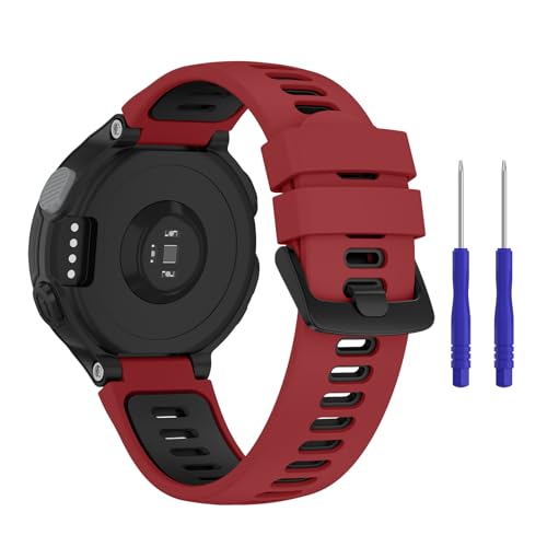 for Garmin Forerunner 735XT Strap,Silicone Watch Strap Wrist Replacement Band with Quick Release for Forerunner 735XT 235 235Lite 230 220 620 630 (Red/Black)