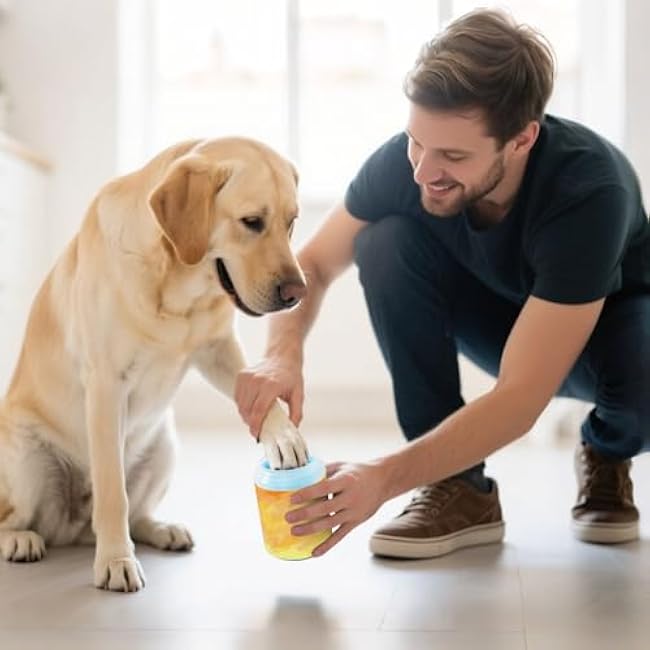 Sunset Abstract Yellow Red Portable Pet Foot Washer with Soft Silicone Brush Pets Grooming Supplies for Cats Dogs-s9UvY1XK