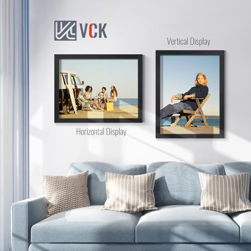 Image of VCK 18x24 Frames - Black, Wide Border Solid Wood Poster Frame, Display Pictures in Horizontal and Vertical, for Home, Office, Gallery, Woodgrain Series, Wall Hanging, 2 Pack