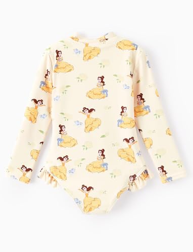 Image of Disney Frozen Stitch Princess Minnie Mouse Girls Swimsuit Long Sleeve Rashguard UPF 50 One Piece Bathing Suit Size 3M-13Y