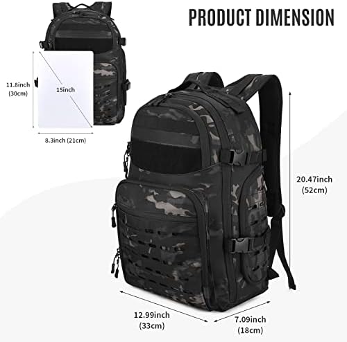 Huntvp 40L Military Tactical Backpack,Molle Assault Pack Rucksacks Laptop Backpacks for Men and Women Outdoor Hiking Camping Trekking Hunting Traveling