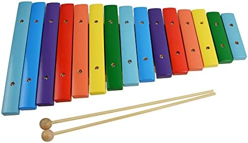 A-Star 15 Note Diatonic Colourful Rainbow Xylophone with Pair of Wooden Beaters
