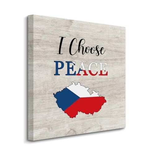 Lienzo de la bandera de República Checa de 50,8 x 50,8 cm para decoración de pared