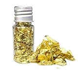 Lonwiner 4 Stück Gebäck Blattgold Flocken, Tortendeko Hochzeit Blattgold Essbar Cupcake Deko...