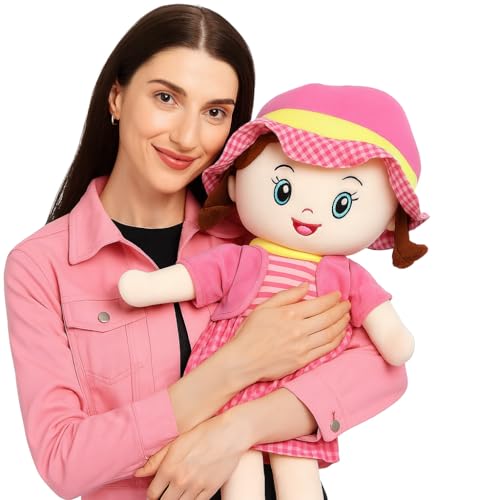 Image of Fun4you Assorted Winkey Soft Doll for Kids (100 cm) Cute Plush Toy for Girls & Boys | Large Cuddly Companion, Adorable Soft Stuffed Toy Doll for Girls, Big Size Birthday Gift for Toddlers (Pink)