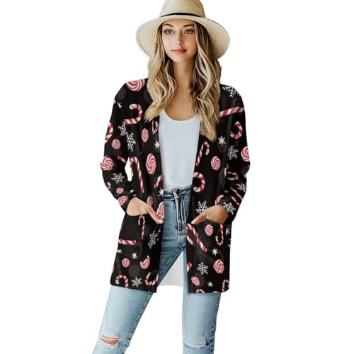 Image of Women's Lightweight Cardigans with Pockets Trendy Long Sleeve Open Front Cardigan Casual Tops Jackets Fall Oufits S-2XL