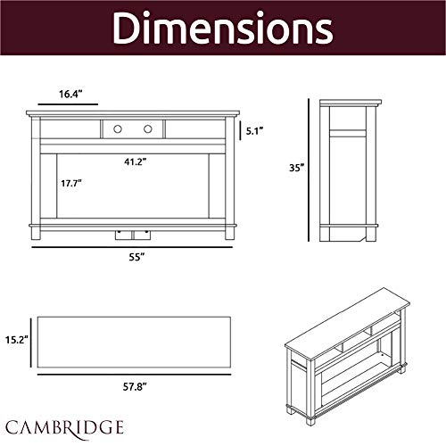 Cambridge San Jose 57'' Electric Fireplace With Crystal Insert | Multi-Color Led Flame | Tv Stand | For Rooms Up To 300 Sq.ft. | Remote | Adjustable Heat Settings | Mahogany Mantel #TOP4