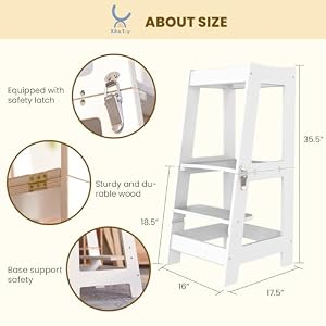 XIHAToy Standing Tower for Kids Kitchen Tower for Toddlers Child Stool Helper Folded Step-Up Toddler Helper (White) XIHAToy Standing Tower for Kids Kitchen Tower for Toddlers Child Stool Helper Folded Step Up Toddler Helper White