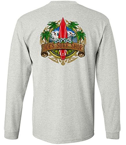 Joe's Surf Shop Men's Longboard Logo Long Sleeve Tee-Tall-2XLT-Ash/sand