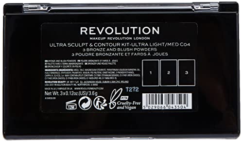 Makeup Revolution, Ultra, Sculpt & Contour Kit, Light/Med C04, 3 Shades, 10.8G #TOP1