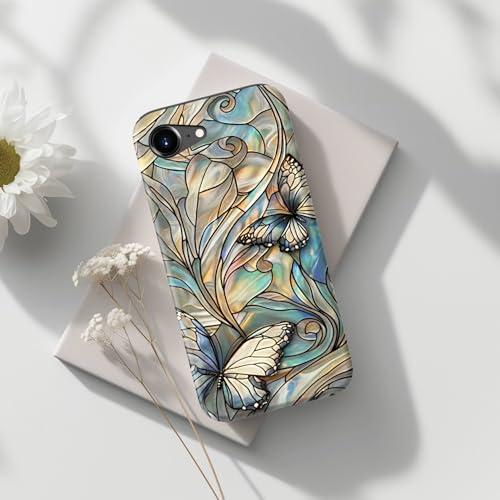 Image of Goodon for iPhone 16e Case Cute - Wireless Charging Compatible - Dual-Layer Hard Shell + Silicone Cover - Protective Phone Case with Trendy Designs for Women - Butterflies Blue Gold | Dual-Layer Hard Shell + Silicone, Slim Fit Protective Phone Cover with Wildflower Designs for Women Girls