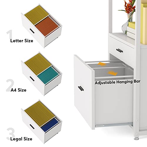 Tribesigns Bookcase Bookshelf, 4-Tier Modern File Cabinet With 2 Drawers, Lateral Filing Cabinet Accommodate Legal/Letter / A4 Size For Home Office Organizer #TOP2