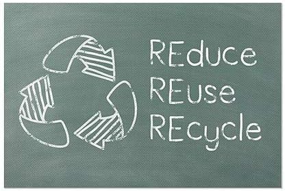 CGSignLab 2540204_gfxp_18x12_None | "Reduce Reuse Recycle -Green Chalkboard" Perforated Window Decal | 18"x12"