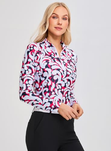 Image of Soneven Women's Sleeveless Golf Top Floral Athletic Golf Wear Moisture Wicking Sleeveless Polo Quick Dry