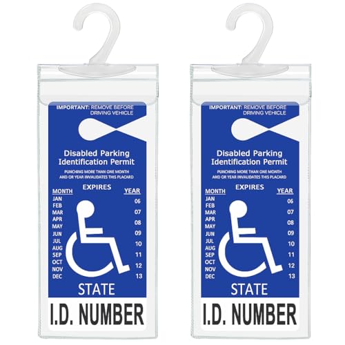 TB Tbuymax Handicap Parking Placard Holder Ultra Transparent Disabled Permit Protective Cover with Large Hanger by Tbuymax 2 Pack (Placard is NOT Include)