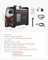 VEVOR MMA-Schweißgerät, 205A 2-in-1 MMA Lift TIG-Stabschweißgerät, IGBT-Inverter-Schweißgerät mit Digitalanzeige, Hot Start Arc Force Anti-Stick (Lift-Brenner nicht im Lieferumfang enthalten) – Ansicht 7