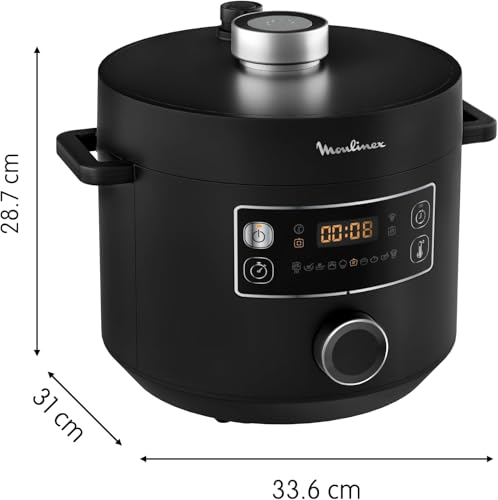 Moulinex Epic Turbo Cuisine CE7548 - Olla a presión eléctrica 1090 W, 10 programas automáticos, cestillo de cocción al vapor, Negro