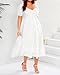 White Plus Size Dress Long Women Bridal Shower Summer Casual Spring Eyelet Puff Sleeve A Line Graduation Flowy Dresses