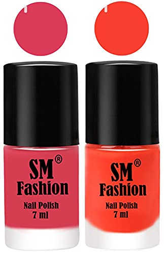 Image of Long Lasting Nail Polish | Nail Paint Combo 7 ml Each) - Set of 2 Rose-Light Orange