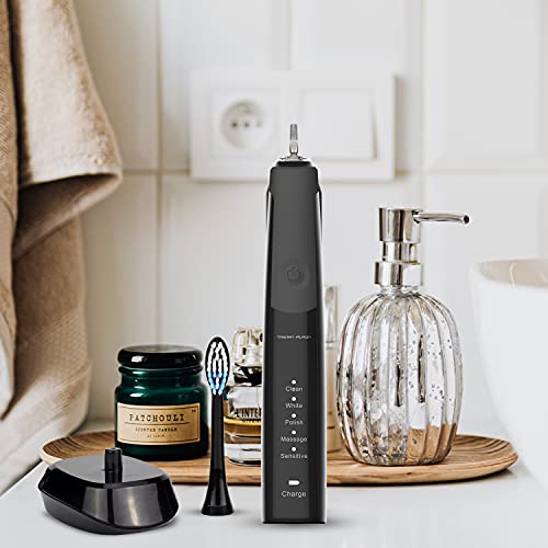 Tristan Auron Schallzahnbürste – elektrische Reisezahnbürste 2025-100 Tage risikofrei testen - 55.000 VPM & 5 Modi – 60 Tage Akku – inkl. Reiseetui & 6 Aufsteckbürsten Sonic Master (Schwarz) – Bild 6