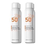 Sunscreen Spray SPF 50+ for Face & Body, Reef Safe Sunscreen Spray, Broad Spectrum UVA/UVB Sunblock, Oxybenzone-Free, Non-Comedogenic, Oil-Free, Water Resistant, 5.07oz Travel Size (2 pack)