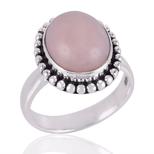 Solid 925 Sterling Silver Rings For Women & Girls, Sterling Silver Pink Opal Ring Halo Mothers Day Gift, Bridesmaid Gift, Handmade Jewelry #TOP13