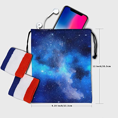 Image of Navy Galaxy Grip Bag - Blue Stars Gymnastics Grip Bag Cute Nebula Star Gym Drawstring Storage Bags