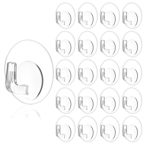 Tyqour 20 Stück Selbstklebende Haken Klebehaken Transparente Magischer-Haken Selbstklebend Handtuchhaken Haken Ohne Bohren Wandhaken für Küche Bad Türwand Wohnmobil Aufhänger(Max 10kg)