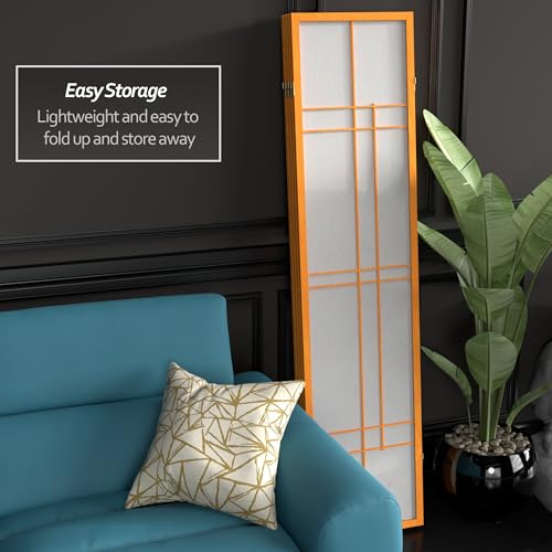 Red Lantern 6 ft. Tall Eudes Shoji Screen - Honey - 4 Panels