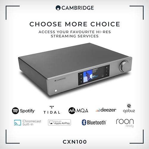 Cambridge Audio CXN100 - Separate High Resolution WiFi Network Audio Player, Streamer and Pre Amp with Display Featuring Chromecast Built-in, Internet Radio and Sabre Reference DAC - Lunar Grey