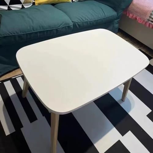 Table centrale pliable bois salon moderne et petite table basse ovale blanche - 6
