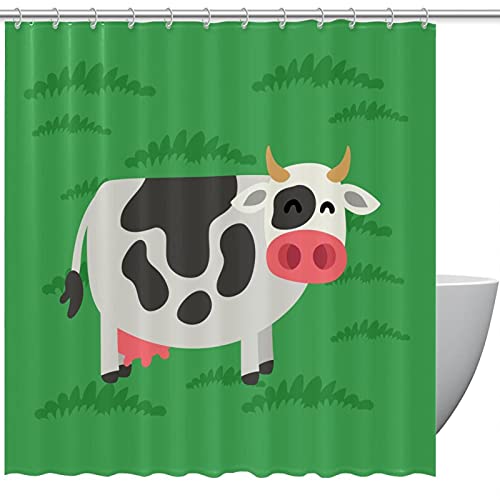Rideau de douche motif vache verte imperméable coloré 183 x 183