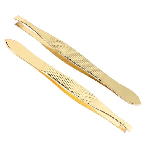BESTYASH 2 piezas Pinzas de Cejas Inoxidable Juego Punta y Punta Herramientas de para Depilación de Cejas Kit de Cuidado Facial para Mujeres