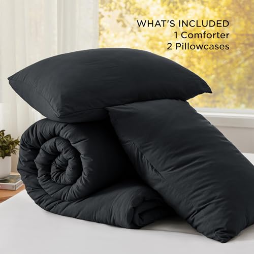 Bedsure Super King Plus Comforter Set Prewashed Soft 3Pcs Black 128"x120" by Bedsure - Used condition - Image 6