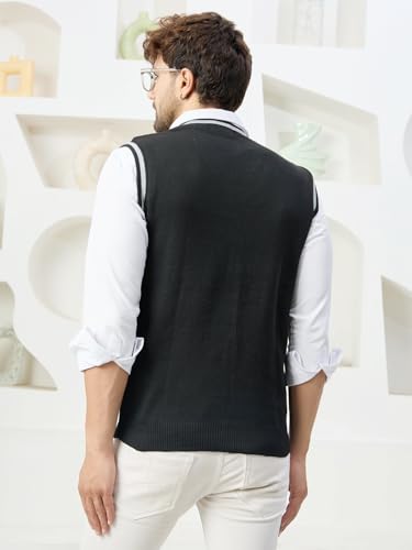 Image of Kvetoo V Neck Sleeveless Winter Wool Sweater for Men