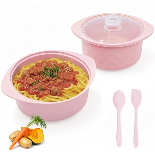 Ycgcp Silicone Microwave Steamer Pot with Handle & Lid,28oz Microwave Steamer Bowl for Baby Food/Vegetables/Fish,Oven & Dishwasher Safe to 480°F