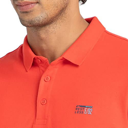 Image of Spykar Men's Slim Fit Polo Neck Half Sleeve Solid Casual T-Shirt