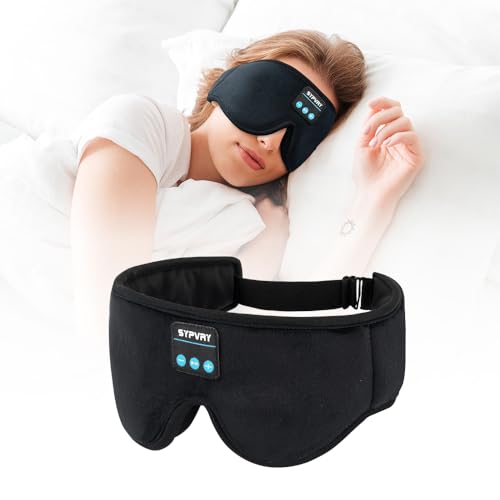 Máscara para dormir con Bluetooth con auriculares inalámbricos 3D, máscara de ojos Bluetooth para personas que duermen de lado, máscara opaca SYPVRY con auriculares y altavoz para avión, viajes, color