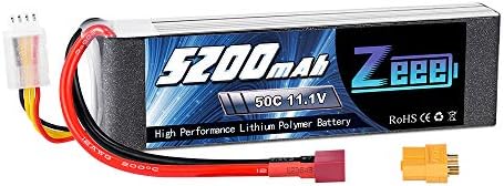 Zeee 11.1V 50C 5200mAh 3S Lipo Battery Soft Pack Battery with Deans and XT60 Connector for RC Plane RC Airplane RC Helicopter DJI Quadcopter RC Car Truck Boat
