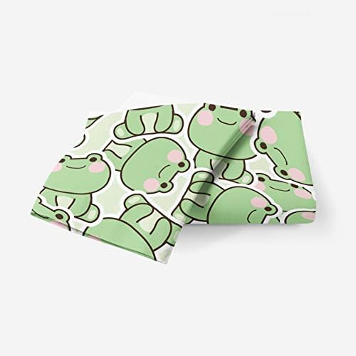 MUSOLEI Cartoon Frog Duvet Cover Sets Cute Animal Bedding Set for Boys Girls Teens Zipper Quilt Cover with 2 Pillowcases Microfiber (Frog, Single)