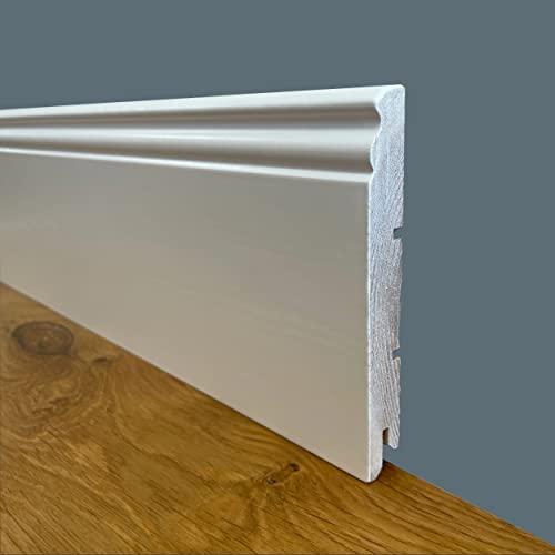 Battiscopa PREMIUM in legno MASSELLO mod.DUCALE 120x15 laccato bianco liscio (prezzo al metro)