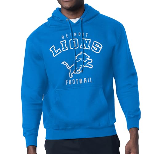 STARTER Men's Blue Detroit Lions City Team Logo Pullover Hoodie