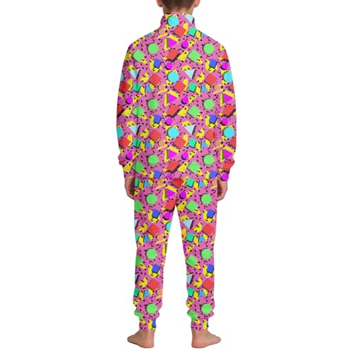 Image of Kids Two-Piece Classic Zippered Sports Jacket Set Sweatpants Jogging Teenager Sportswear Set