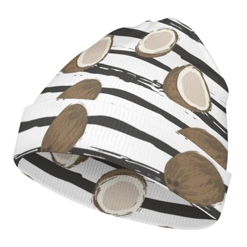 Tropical Fruit of Coconut Pattern Kids Beanie Hat for for Girls Boys Children Cap Winter Knitted Chemo Cancer Headwear Accessories Gifts Decoration Black