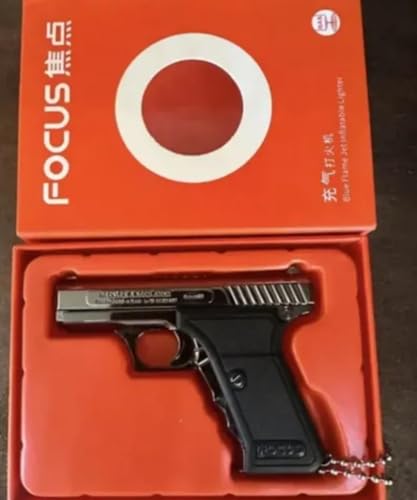 Image of 2-in-1 Torch Lighter Pistol Shape with Keychain - Stylish, Compact & Multi-Functional Pocket Gadget (Pack of 1)