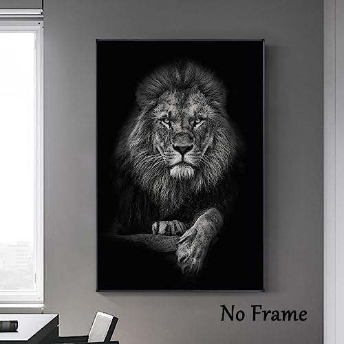 Wallvelart Black And White Lion Canvas Wall Art Animal Prints Portraits Lion Head Wall Art Painting Black And White Animal Posters Lion Portrait Canvas Artwork Wild Animal Pictures Wall Decor 16X24Inch No Frame thumb #4