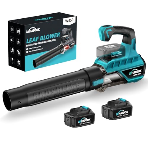 Image of Leaf Blower Cordless with Battery and Charger: 2 Batteries 20V 4.0Ah Brushless Motor, Handheld Electric Leaf Blowers, Battery Powered Blowers for Lawn Care, Yard Leaves Cleaning,