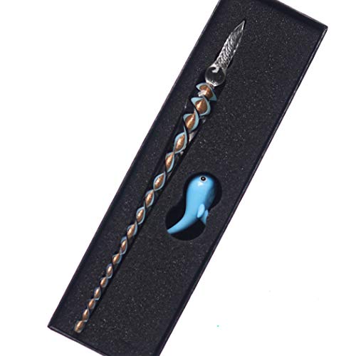 Sipliv Handmade Crystal Glass Spiral Texture Dip Pen Fountain Pen Kit Vintage Calligraphy Signatures Pen With 1 Pen Holder, Light Blue #TOP1